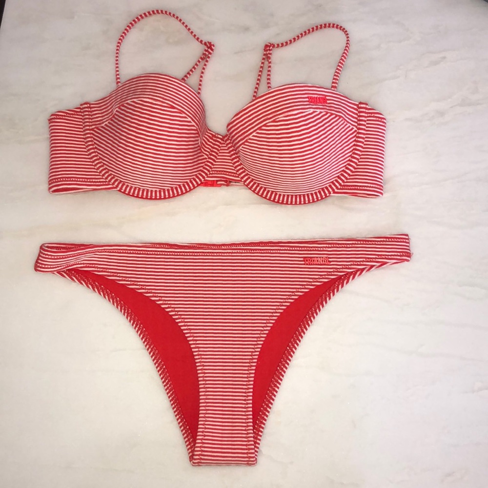 red and white striped balconnet bikini